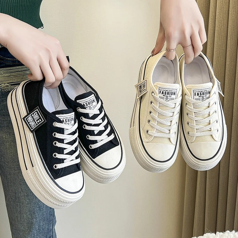 Baskets en toile à plateforme pour femmes,
Chaussures à lacets noires,
Sneakers confortables pour activités urbaines,
Baskets de printemps et automne,
Toile de qualité pour chaussures,
Semelle en TPR pour adhérence,
Style minimaliste et décontracté,
Baskets légères pour le plein air,
Chaussures polyvalentes pour femmes,
Confort et style au quotidien.